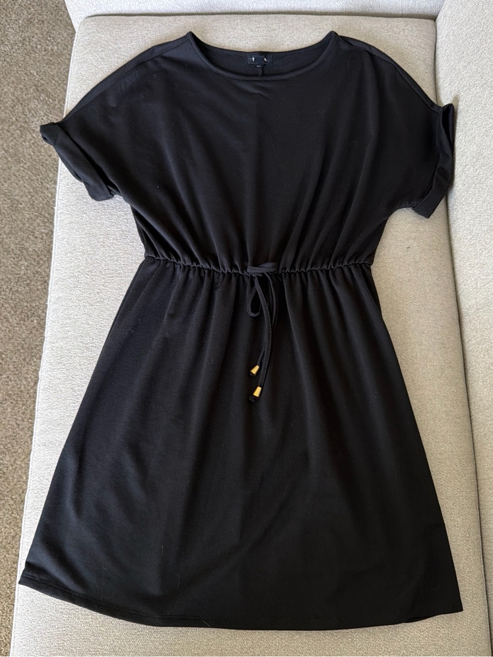 Tacera Black Knit Dress with Crew Neck